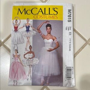 McCall's Ballet Costume Pattern - M7615 - Size E5 (14-16-18-20-22)